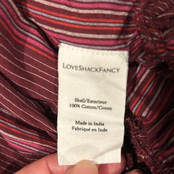 LoveShackFancy Cassi Striped Ruffle 3/4 Sleeve Mini Dress Size Large - Picture 11 of 12